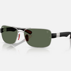 Ray Ban Men Square Frame Shiny Matte Silver Sunglasses