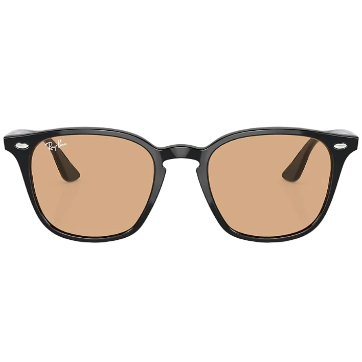 Ray Ban Women Square Frame Shiny Iron Black Sunglasses