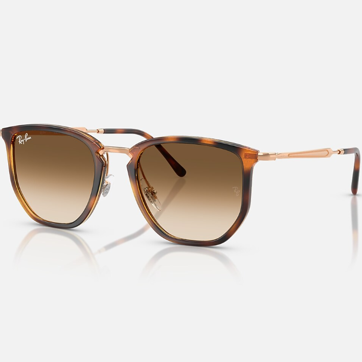 Ray Ban Women Irregular Frame Polished Transparent Orange Sunglasses