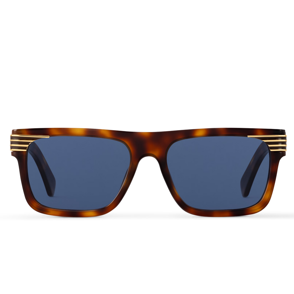 Louis Vuitton Men Sqaure Frame Chocolate Tortoise Sunglasses