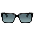 Ray Ban Men Rectangle Frame Polished Black On Transparent Sunglasses