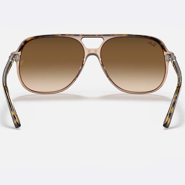Ray Ban Men Square Frame Polished Transparent Brown Sunglasses