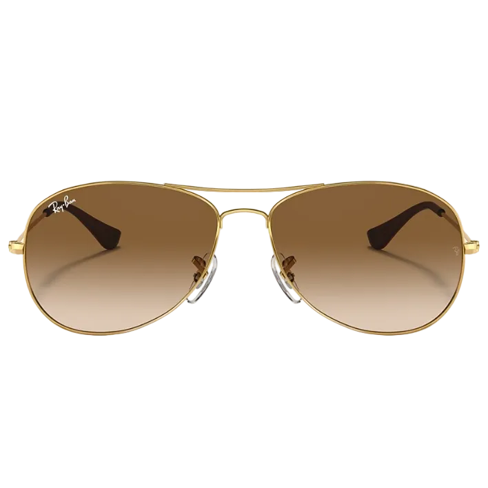 Ray Ban Women Pilot Frame Polished Brown On Gold Sunglasses