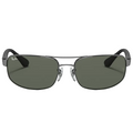 Ray Ban Men Rectangle Frame Polished Gunmetal Sunglasses