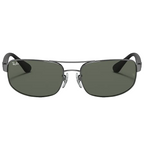 Ray Ban Men Rectangle Frame Polished Gunmetal Sunglasses