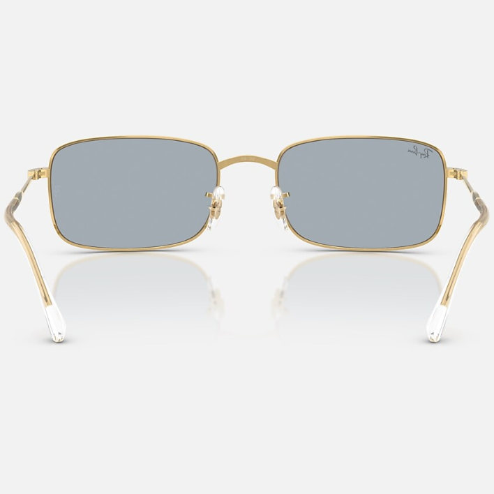Ray Ban Men Rectangle Frame Polished Arista Gold Sunglasses