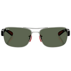 Ray Ban Men Square Frame Shiny Matte Silver Sunglasses