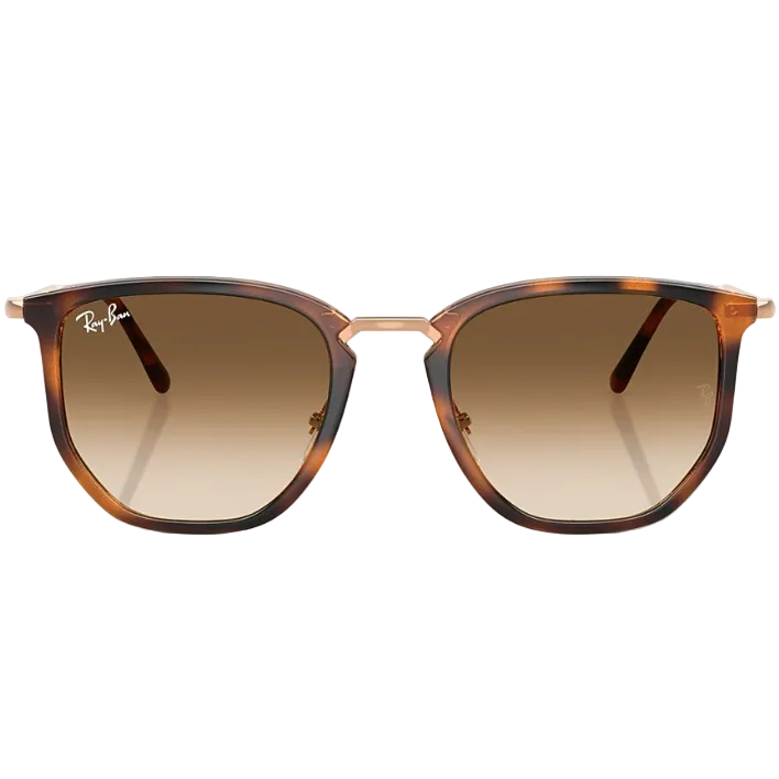 Ray Ban Women Irregular Frame Polished Transparent Orange Sunglasses
