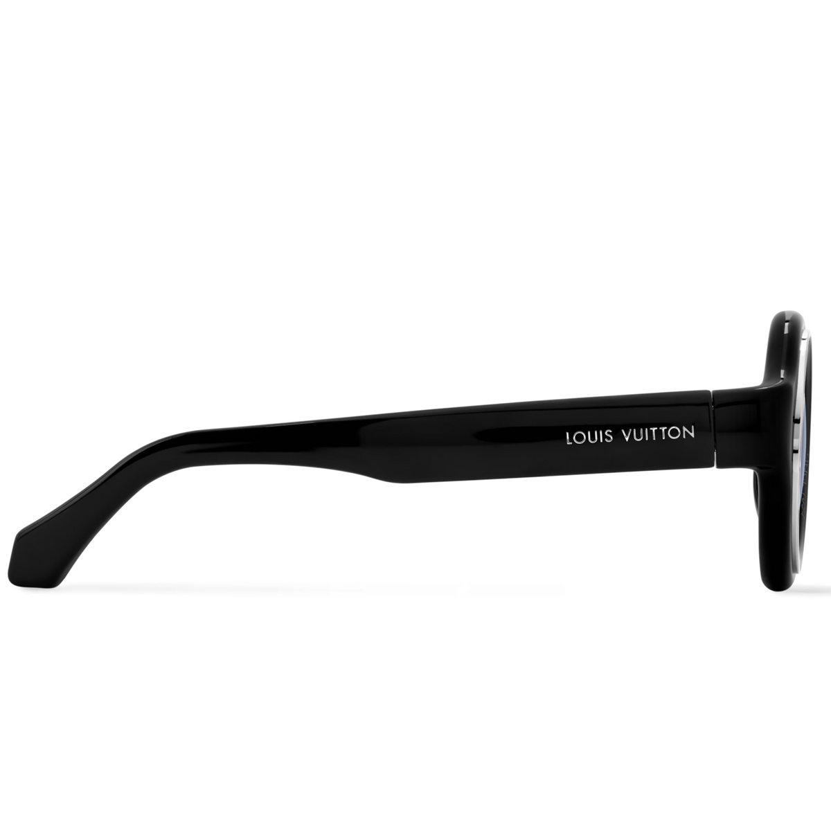 Louis Vuitton Men Round Frame Shiny Black Sunglasses