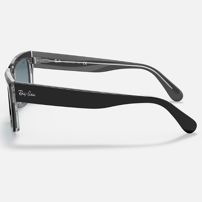 Ray Ban Men Rectangle Frame Polished Black On Transparent Sunglasses