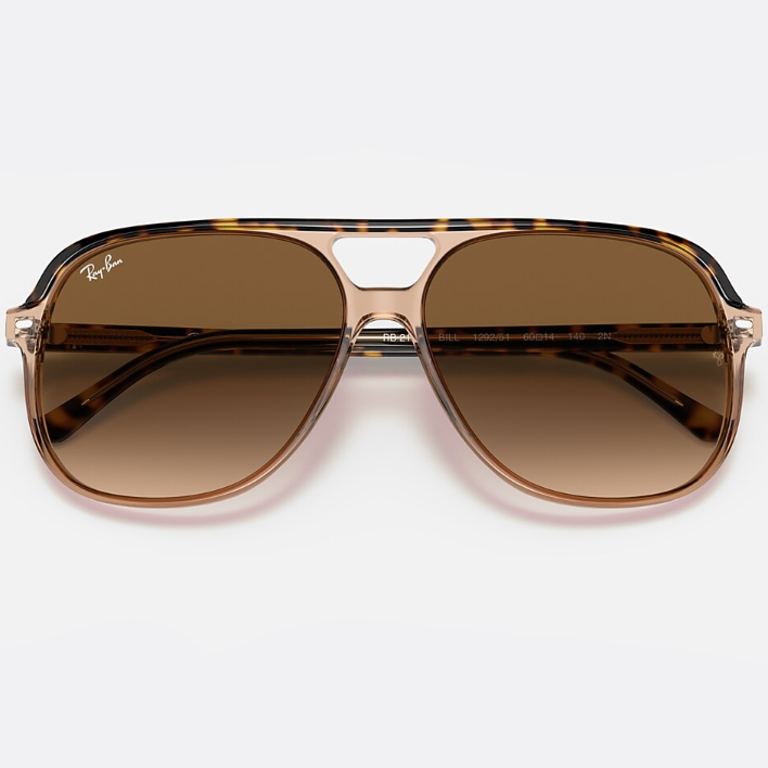 Ray Ban Men Square Frame Polished Transparent Brown Sunglasses