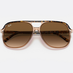 Ray Ban Men Square Frame Polished Transparent Brown Sunglasses