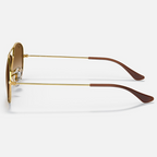 Ray Ban Women Pilot Frame Polished Brown On Gold Sunglasses