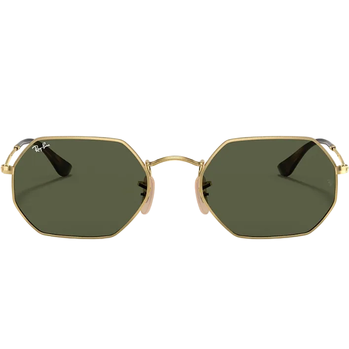 Ray Ban Men Irregular Frame Shiny Deep Gold Sunglasses