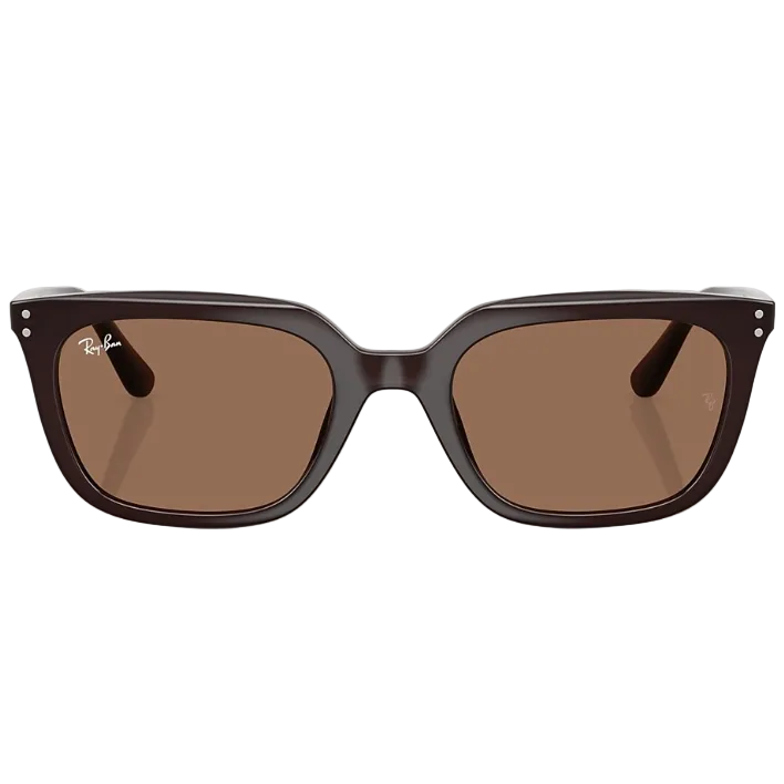 Ray Ban Men Square Frame Polished Opal Brown Sunglasses