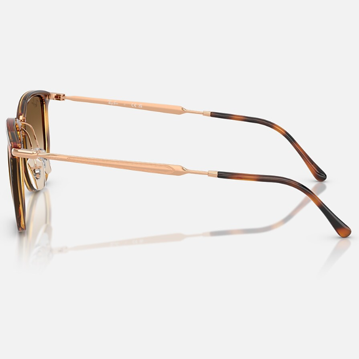Ray Ban Women Irregular Frame Polished Transparent Orange Sunglasses