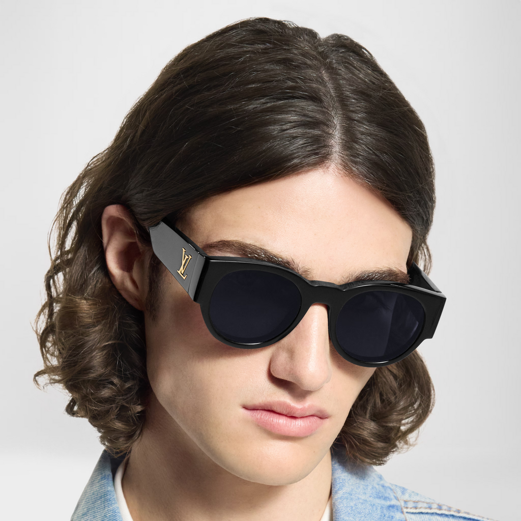 Louis Vuitton Men Round Frame Black Sunglasses