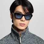 Louis Vuitton Men Round Sqaure Frame Shiny Dusty Black Sunglasses