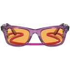 Ray Ban Men Square Frame Polished Transparent Violet Sunglasses
