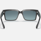 Ray Ban Men Rectangle Frame Polished Black On Transparent Sunglasses