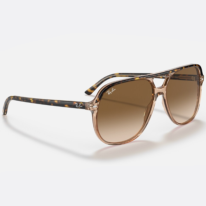 Ray Ban Men Square Frame Polished Transparent Brown Sunglasses