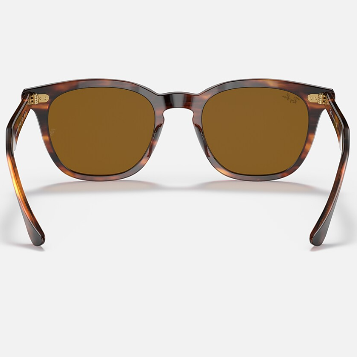 Ray Ban Men Square Frame Polished Striped Havana Sunglasses