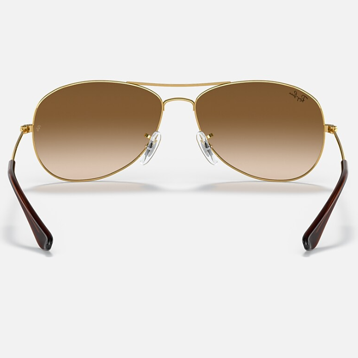 Ray Ban Women Pilot Frame Polished Brown On Gold Sunglasses