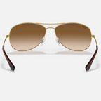 Ray Ban Women Pilot Frame Polished Brown On Gold Sunglasses