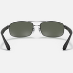 Ray Ban Men Rectangle Frame Polished Gunmetal Sunglasses