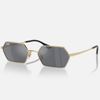 Ray Ban Men Irregular Frame Polished Light Gold Sunglasses