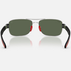 Ray Ban Men Square Frame Shiny Matte Silver Sunglasses