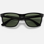 Ray Ban Men Square Frame Shiny Matte Rubber Black Sunglasses