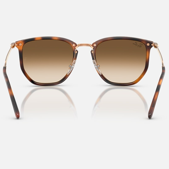 Ray Ban Women Irregular Frame Polished Transparent Orange Sunglasses