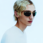 Ray Ban Men Rectangle Frame Polished Shiny Black Sunglasses