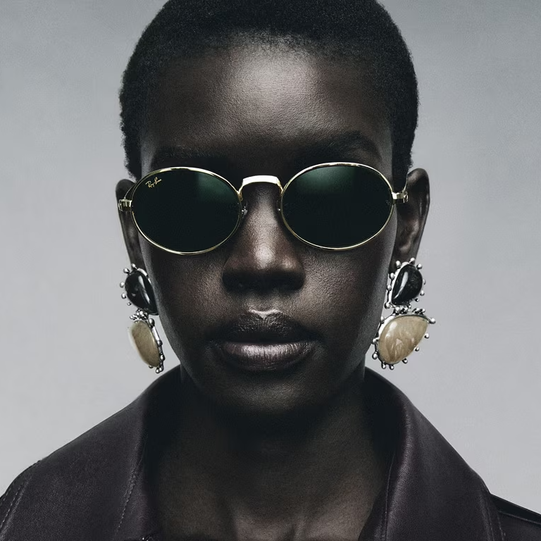 Ray Ban Women Oval Frame Gold Sunglasses