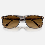 Ray Ban Men Rectangle Frame Polished Havana Yellow Turtle Sunglasses