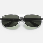 Ray Ban Men Rectangle Frame Polished Gunmetal Sunglasses