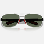Ray Ban Men Square Frame Shiny Matte Silver Sunglasses