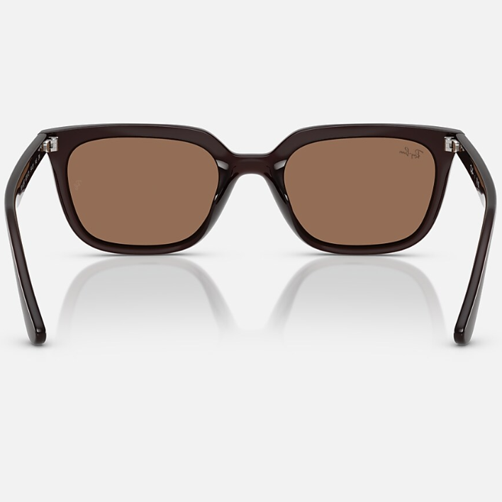 Ray Ban Men Square Frame Polished Opal Brown Sunglasses