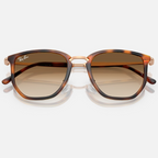 Ray Ban Men Irregular Frame Polished Transparent Orange Sunglasses