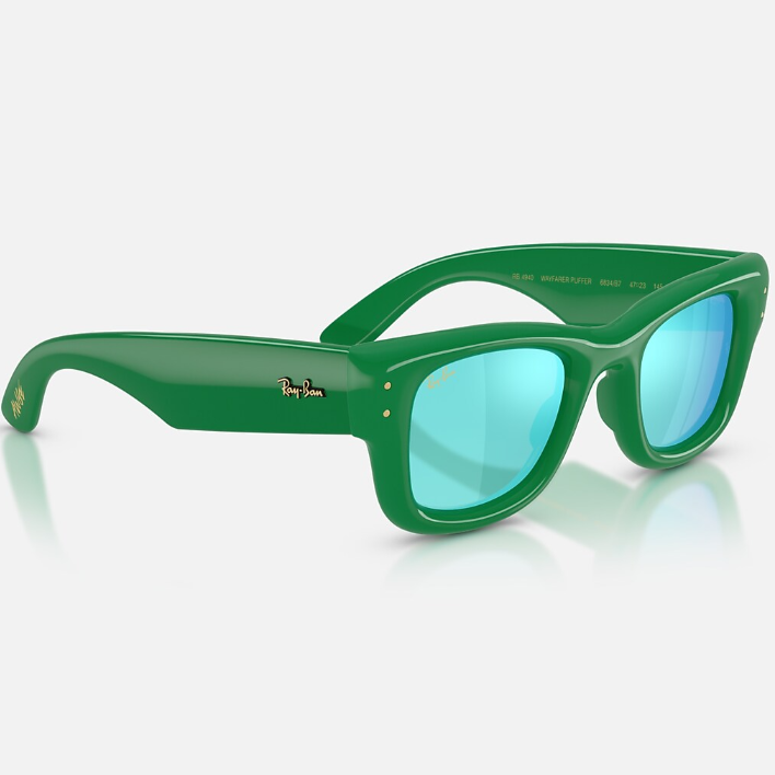 Ray Ban Men Square Frame Polished Green Sunglasses