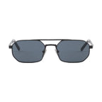 Prada Men Geometric Frame Brushed Black Sunglasses