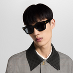 Louis Vuitton Men Sqaure Frame Ink Black Sunglasses