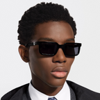 Louis Vuitton Men Square Frame Shiny Soft Black Sunglasses