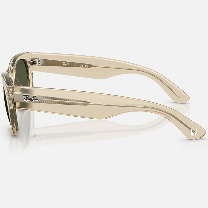 Ray Ban Men Square Frame Polished Beige Sunglasses