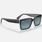 Ray Ban Men Rectangle Frame Polished Black On Transparent Sunglasses