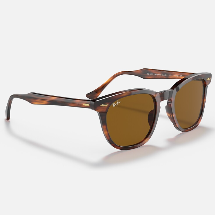 Ray Ban Men Square Frame Polished Striped Havana Sunglasses