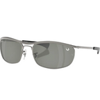 Ray Ban Men Oval Frame Polished Gunmetal Sunglasses