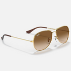 Ray Ban Women Pilot Frame Polished Brown On Gold Sunglasses