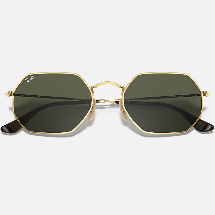 Ray Ban Men Irregular Frame Shiny Deep Gold Sunglasses